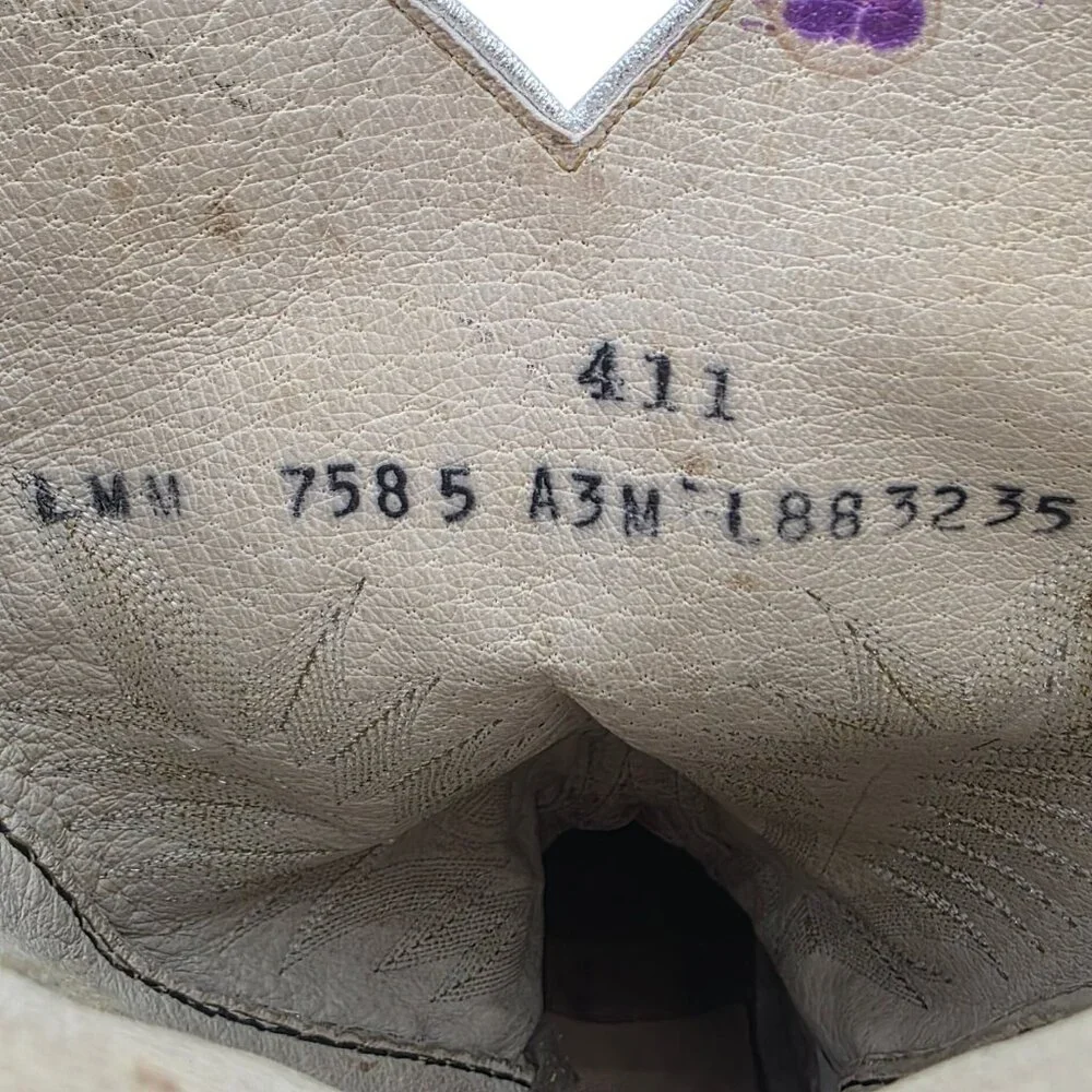 Vintage 1970s Mens 11D Larry Mahan Silver Metallic Snakeskin Cowboy Boots Rare - Picture 8 of 16